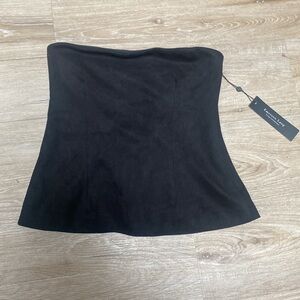 Emerson Lang Black Faux Suede Strapless top-L